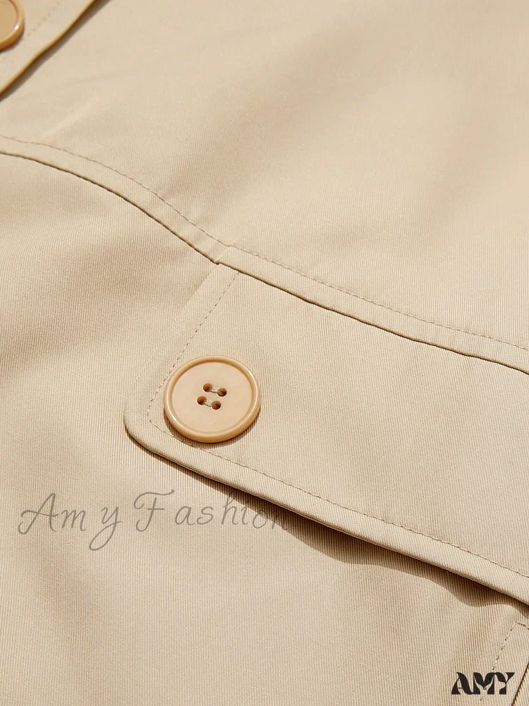 England Style Retro Long Windbreaker Wide-waisted Solid Coat - Image 5