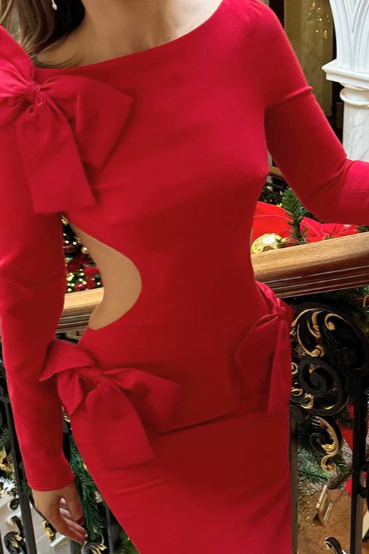 Sexy Bow Backless Split Maxi Party Dress - Image 5