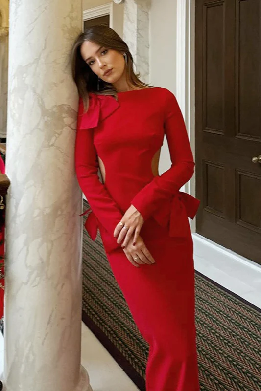 Sexy Bow Backless Split Maxi Party Dress - Image 6