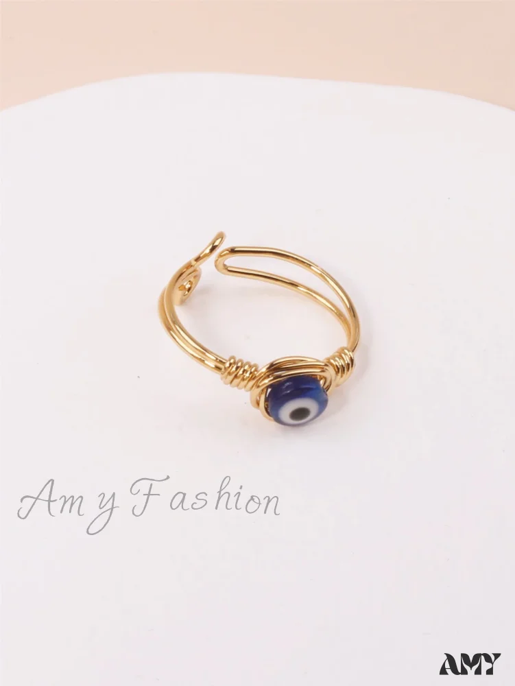 Amy Fashion - Evil Eye Decor Cuff Ring - Image 2