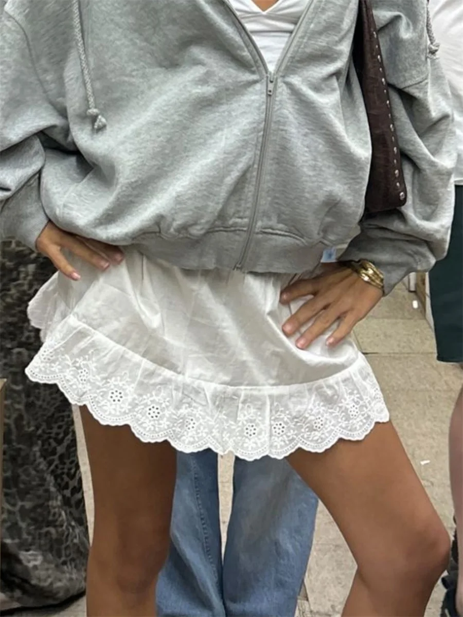 Eyelet Floral White Mini Skirt