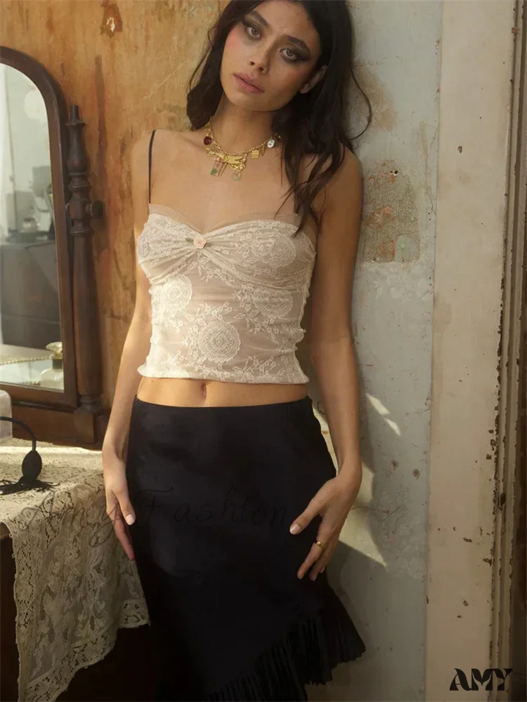 Fairycore Slim Fit Mesh Backless Sleeveless Aesthetic Low Cut Crop Top - Image 3