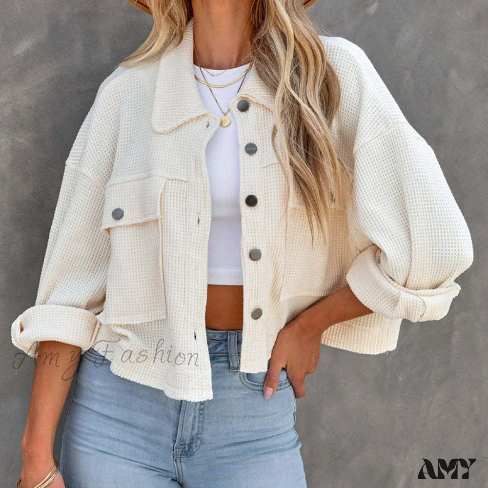 Amy Fashion - Simple Casual Mini Short Jacket - Image 7