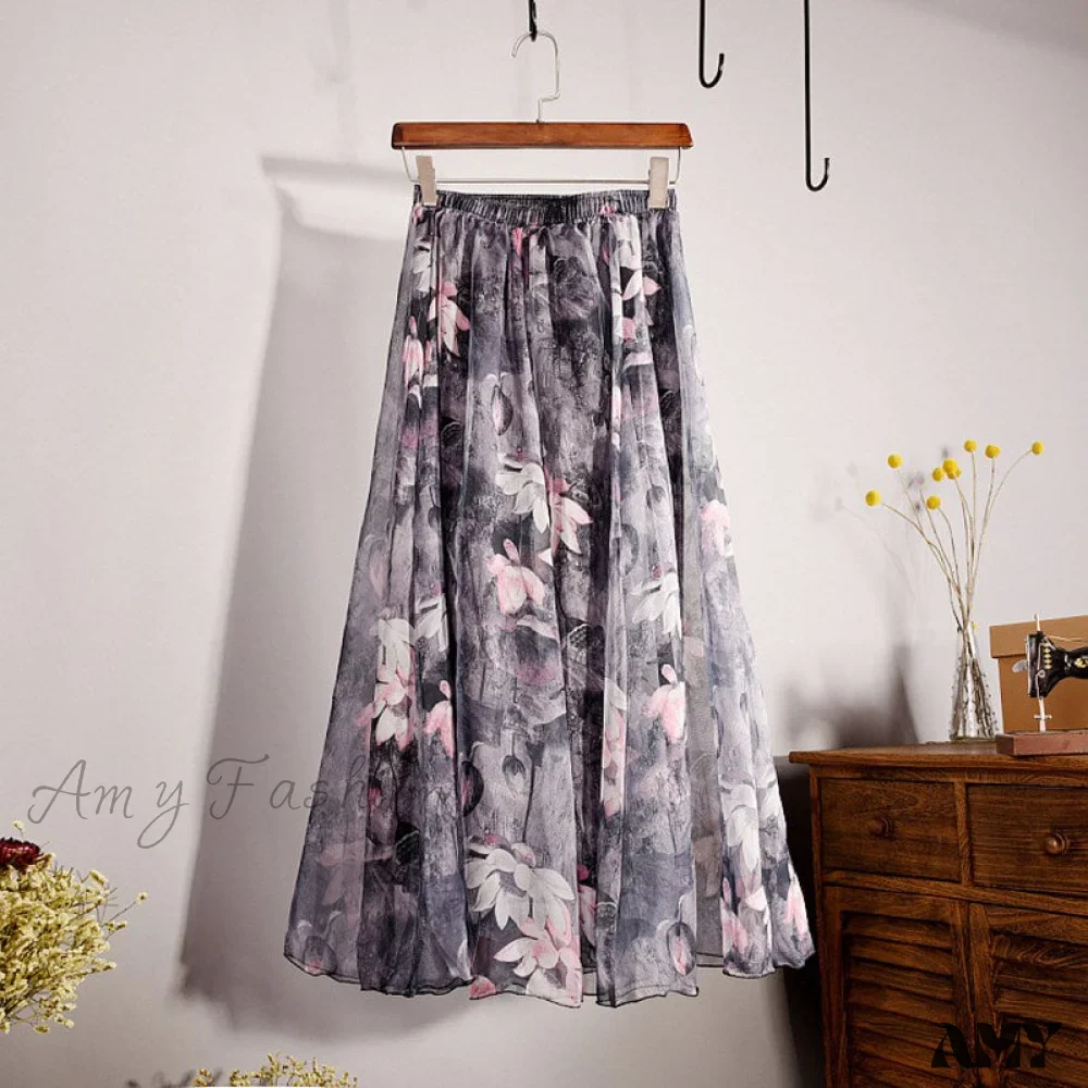 Amy Fashion - Fashion Florals Print Long Skirt - Image 10