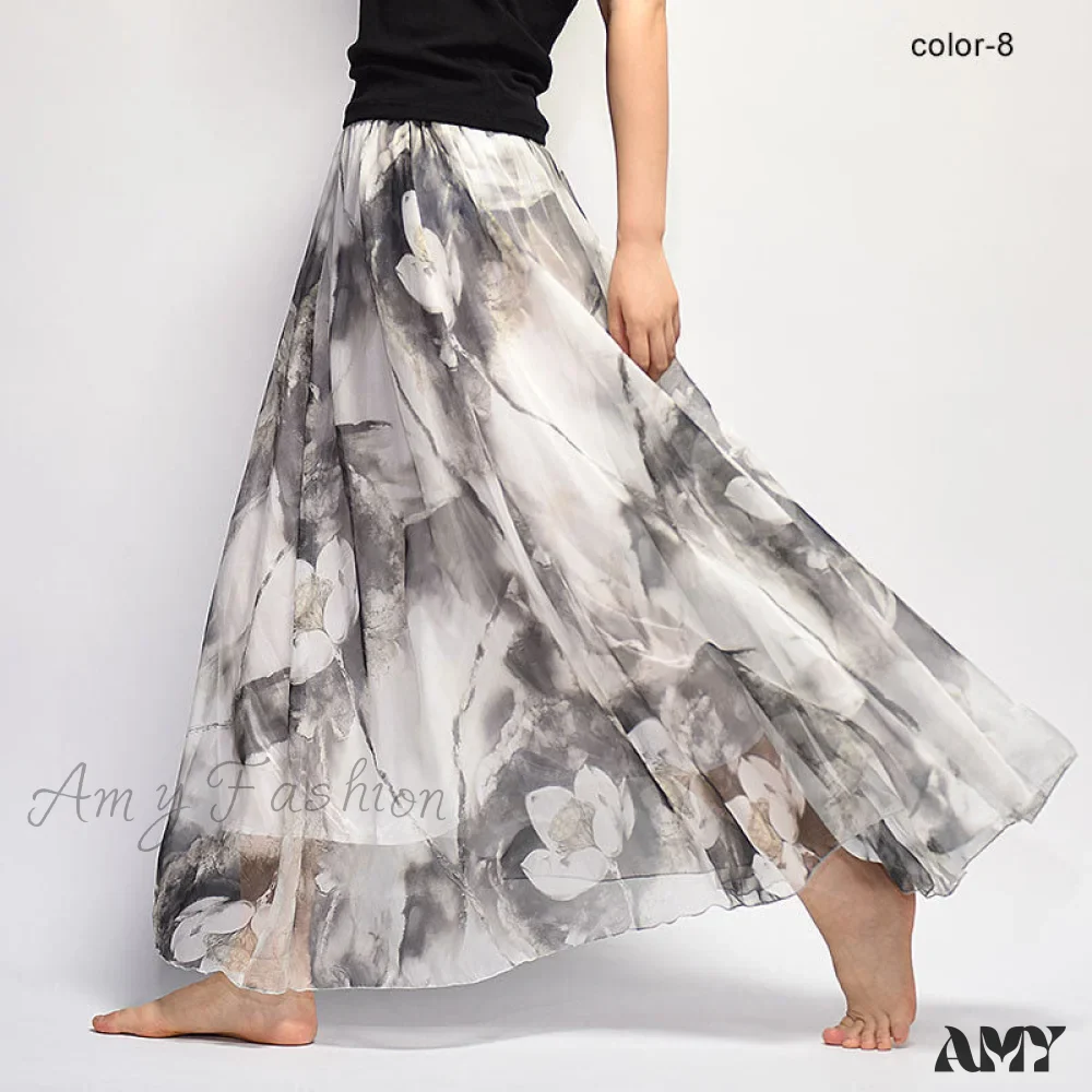 Amy Fashion - Fashion Florals Print Long Skirt - Image 12