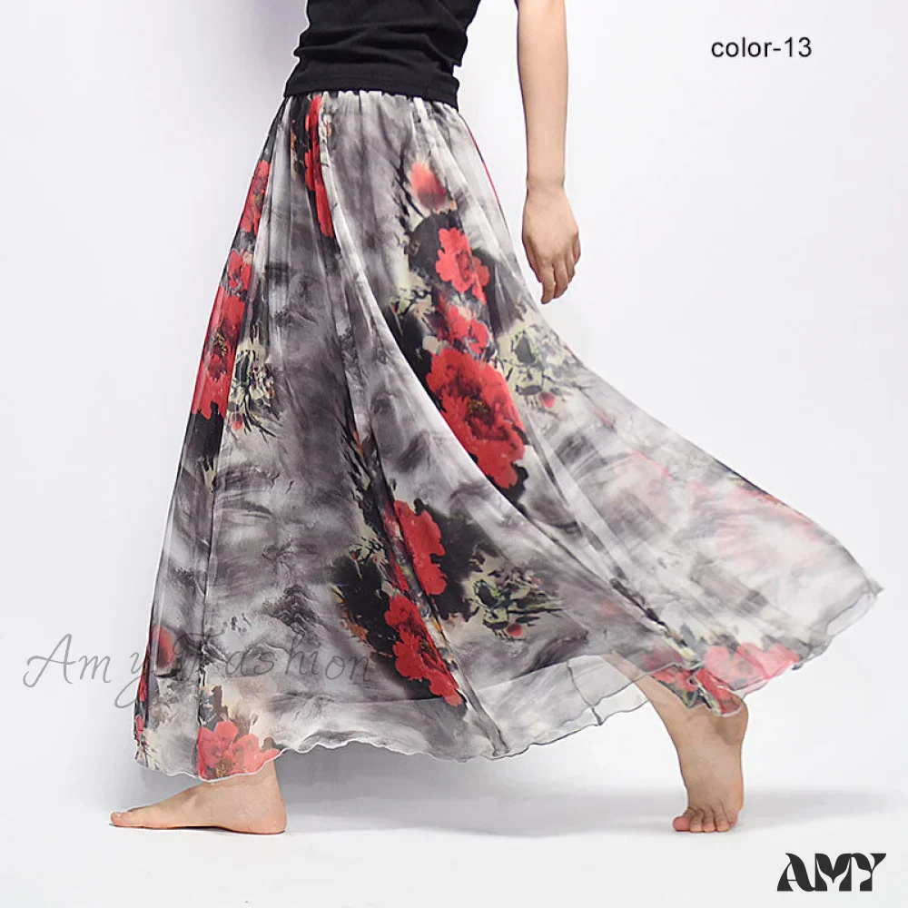 Amy Fashion - Fashion Florals Print Long Skirt - Image 17