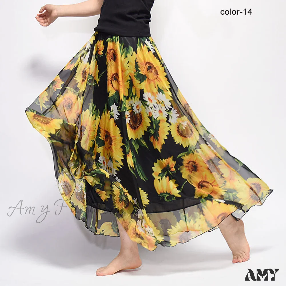 Amy Fashion - Fashion Florals Print Long Skirt - Image 18