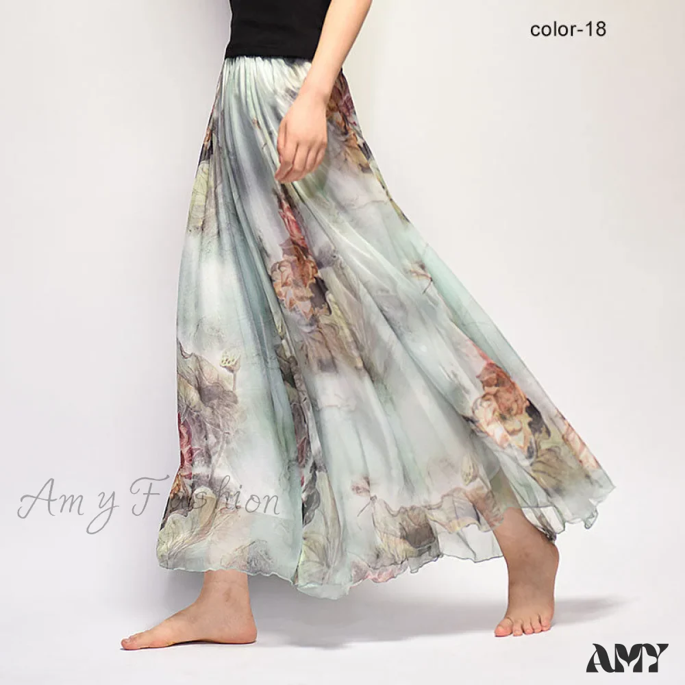 Amy Fashion - Fashion Florals Print Long Skirt - Image 22