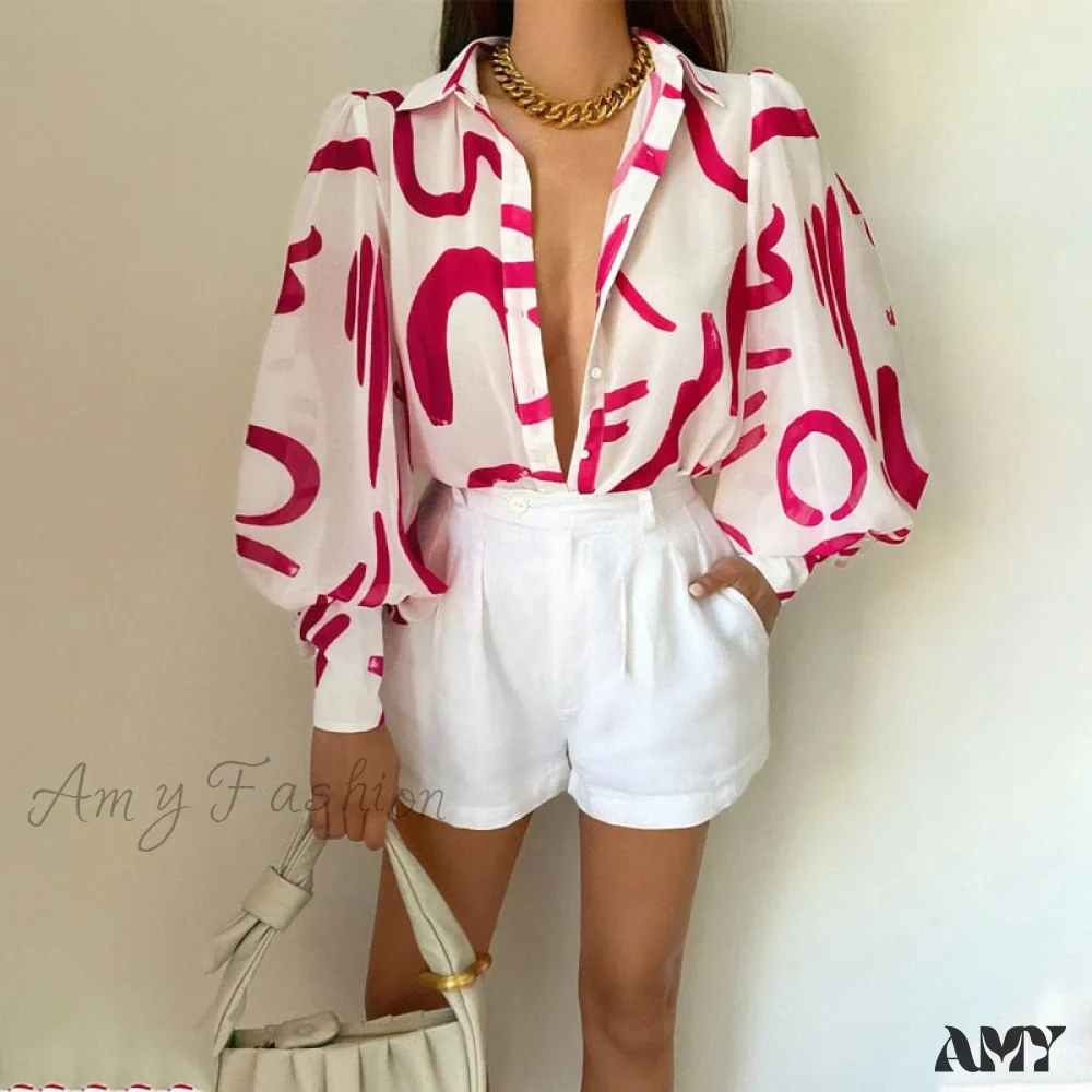 Amy Fashion - Fashion Lapel Single-breasted Loose Blouse - Image 5