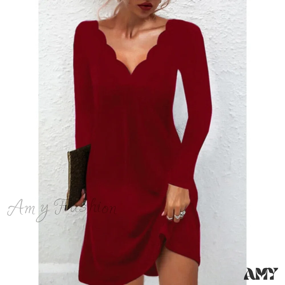 Amy Fashion - Fashion Sexy Casual Long Sleeve Vestidos Pullover Party Dress - Image 7
