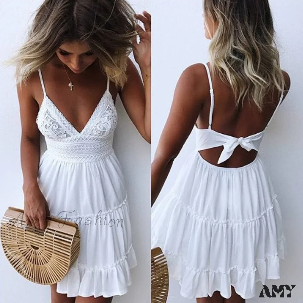 Amy Fashion - Fashion Sleeveless Spaghetti Strap Casual Mini Dress - Image 2