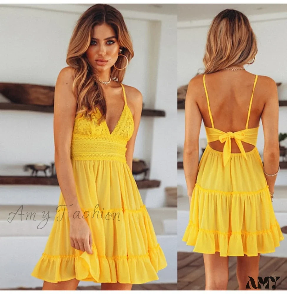 Amy Fashion - Fashion Sleeveless Spaghetti Strap Casual Mini Dress - Image 3