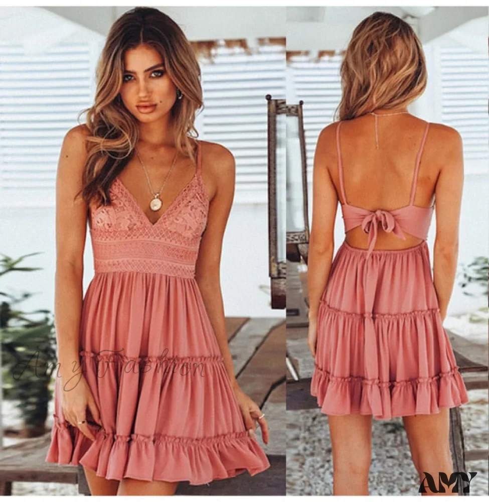 Amy Fashion - Fashion Sleeveless Spaghetti Strap Casual Mini Dress - Image 4