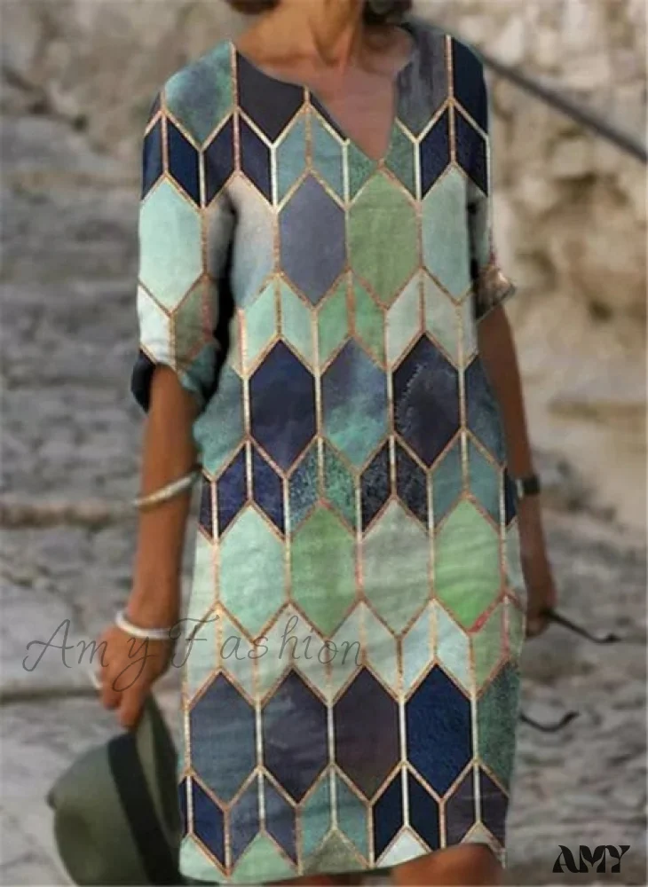 Amy Fashion - Slim V-Neck Half Sleeve Female Elegant  Midi Dresses - Image 3