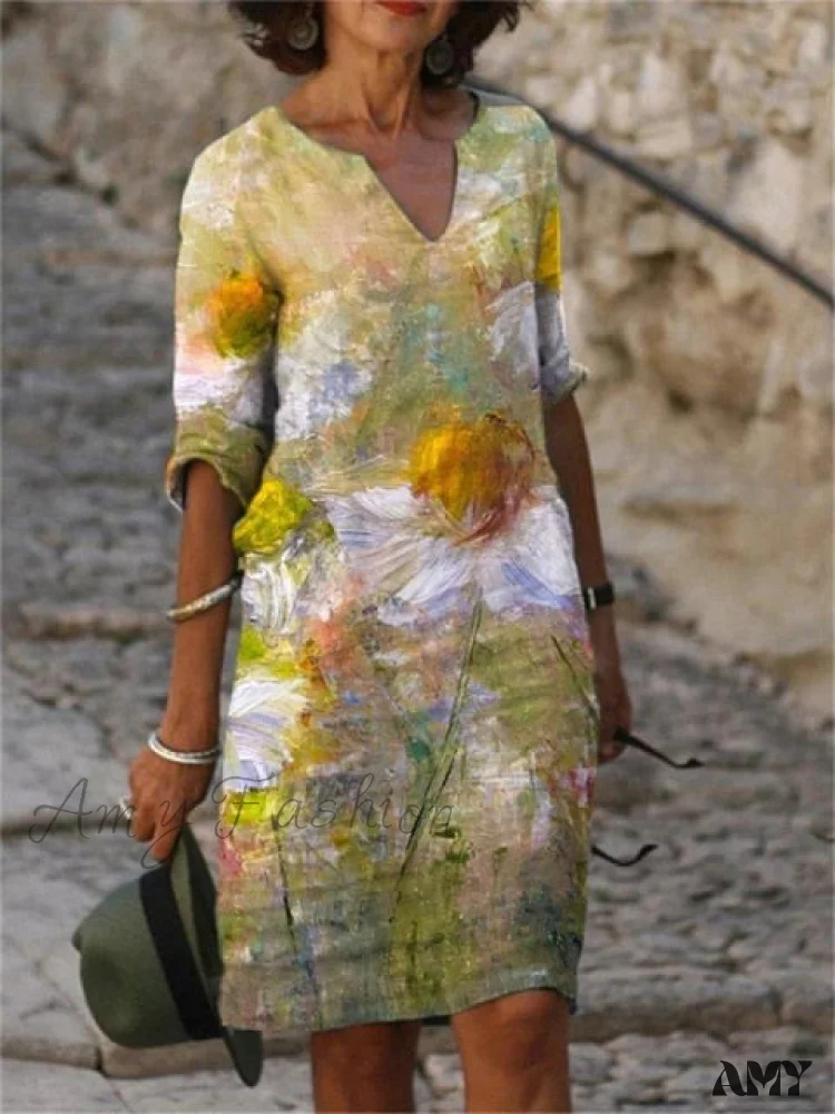 Amy Fashion - Slim V-Neck Half Sleeve Female Elegant  Midi Dresses - Image 4
