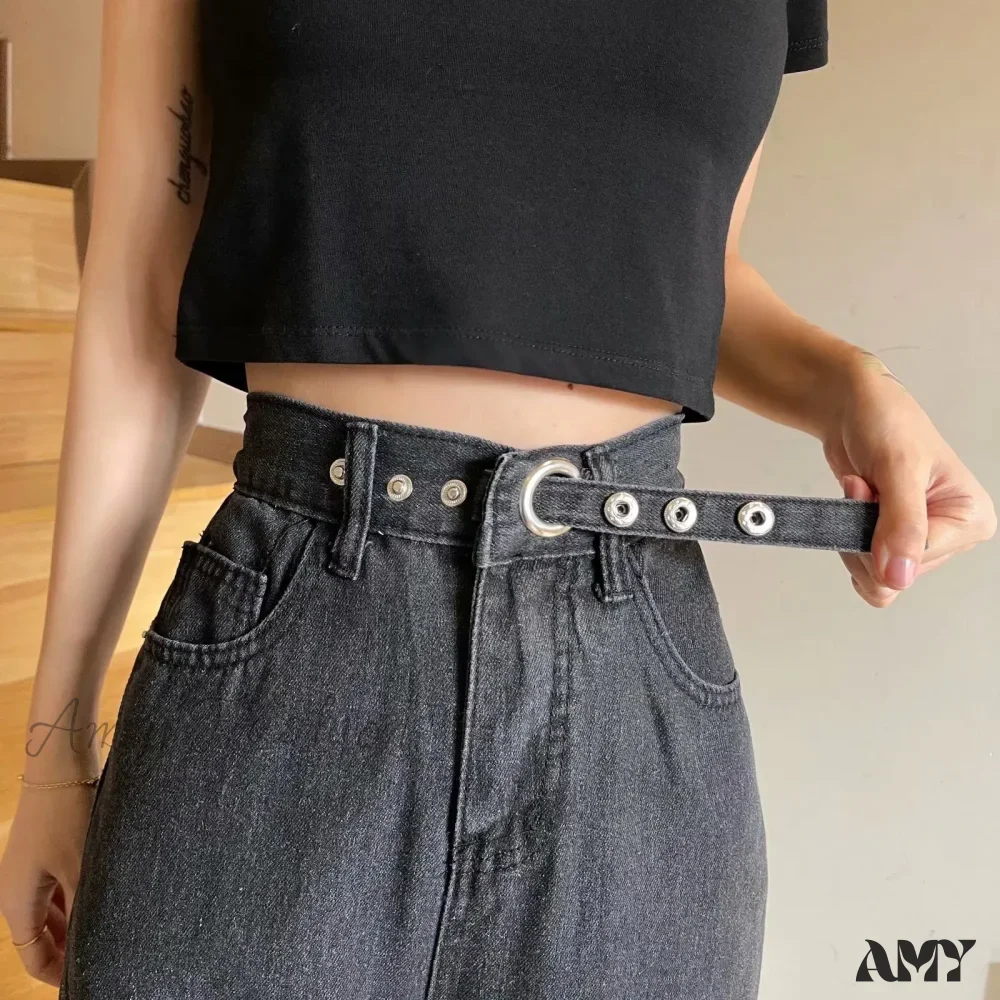 Amy Fashion - Fashion Straight Women Pant Woman High Waist Denim Pants Wide Leg Denim Clothing Blue Vintage Quality Jean