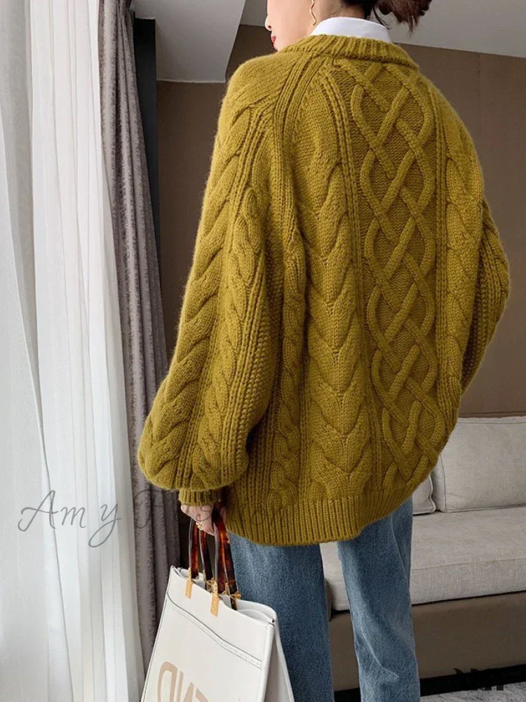 Fashion Tops 2024 Women Autumn Winter Loose Long Sleeve Oversized Stylish Cozy Trendy Chic Sweater - Image 4