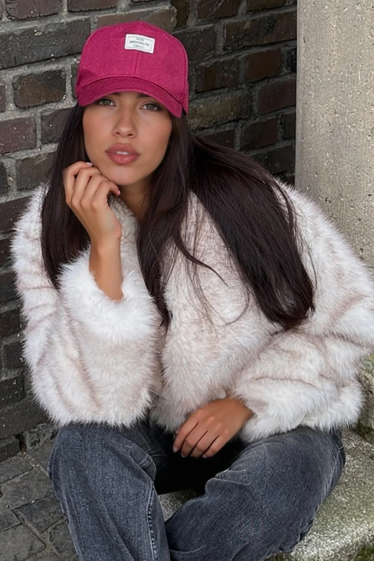 Faux Fox Fur Wide Collar Warm Loose Winter Coat - Image 5