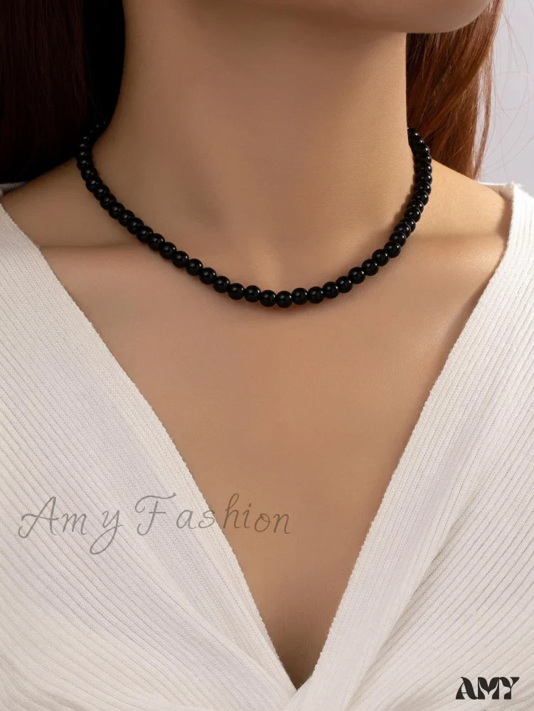 Amy Fashion - Faux Pearl Beaded Necklace - Image 6