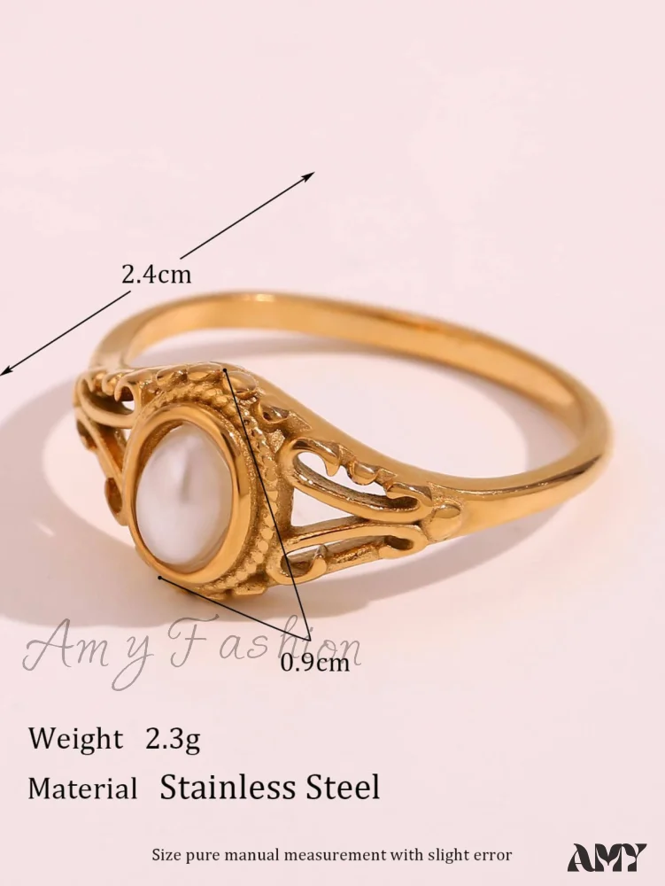 Amy Fashion - Faux Pearl Decor Ring - Image 3