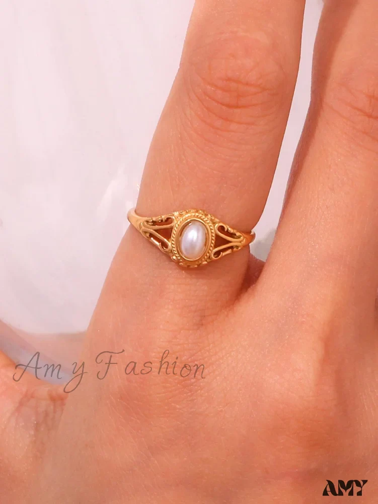 Amy Fashion - Faux Pearl Decor Ring - Image 4
