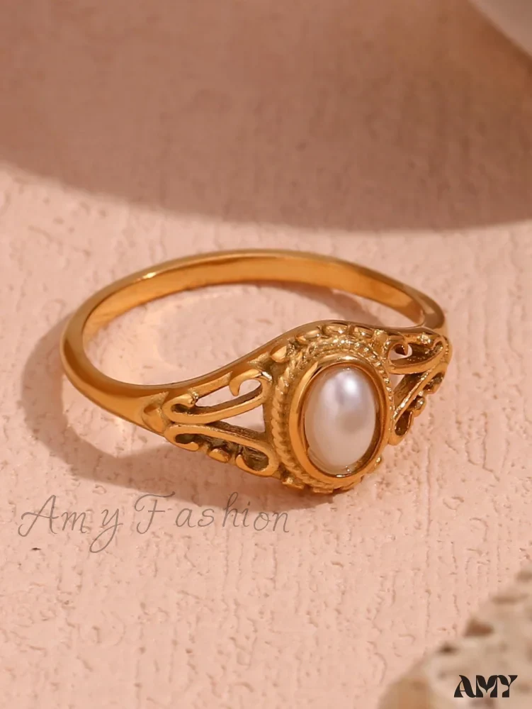 Amy Fashion - Faux Pearl Decor Ring - Image 5