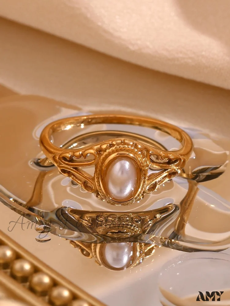 Amy Fashion - Faux Pearl Decor Ring - Image 7