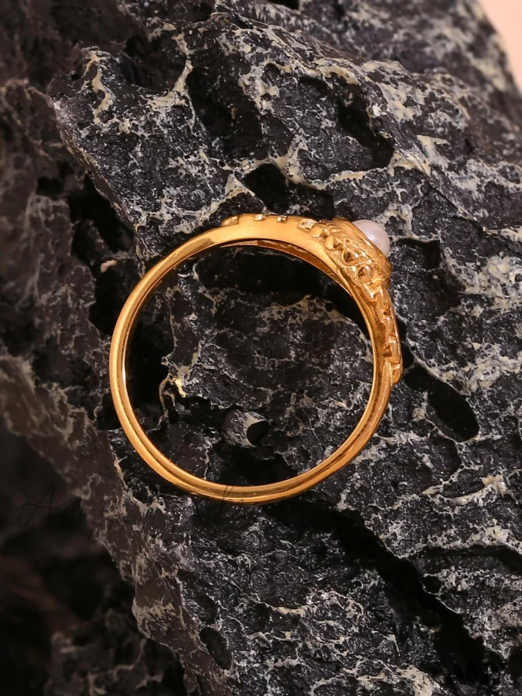 Amy Fashion - Faux Pearl Decor Ring - Image 9