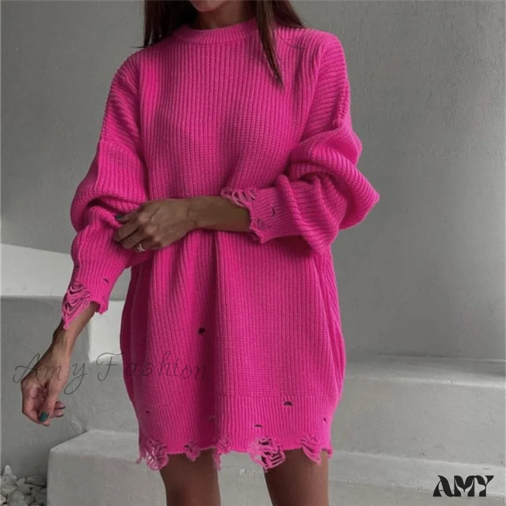 Amy Fashion - Female Casual Loose Sexy Club Sweater Dresses - Image 3