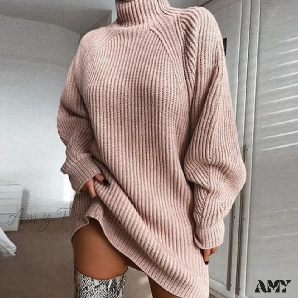 Amy Fashion - Female Casual Loose Sexy Club Sweater Dresses - Image 5