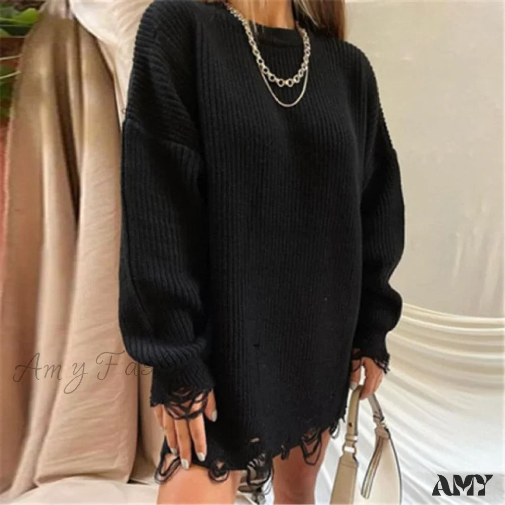 Amy Fashion - Female Casual Loose Sexy Club Sweater Dresses - Image 7