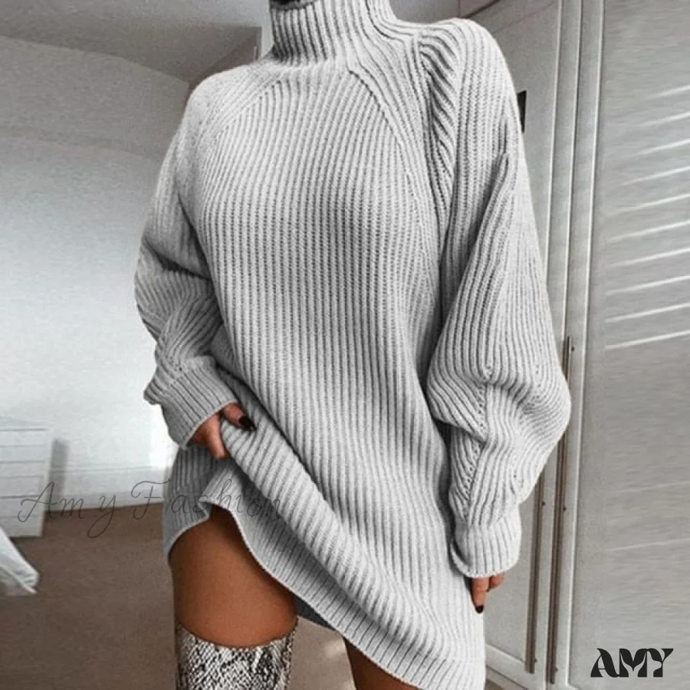 Amy Fashion - Female Casual Loose Sexy Club Sweater Dresses - Image 9