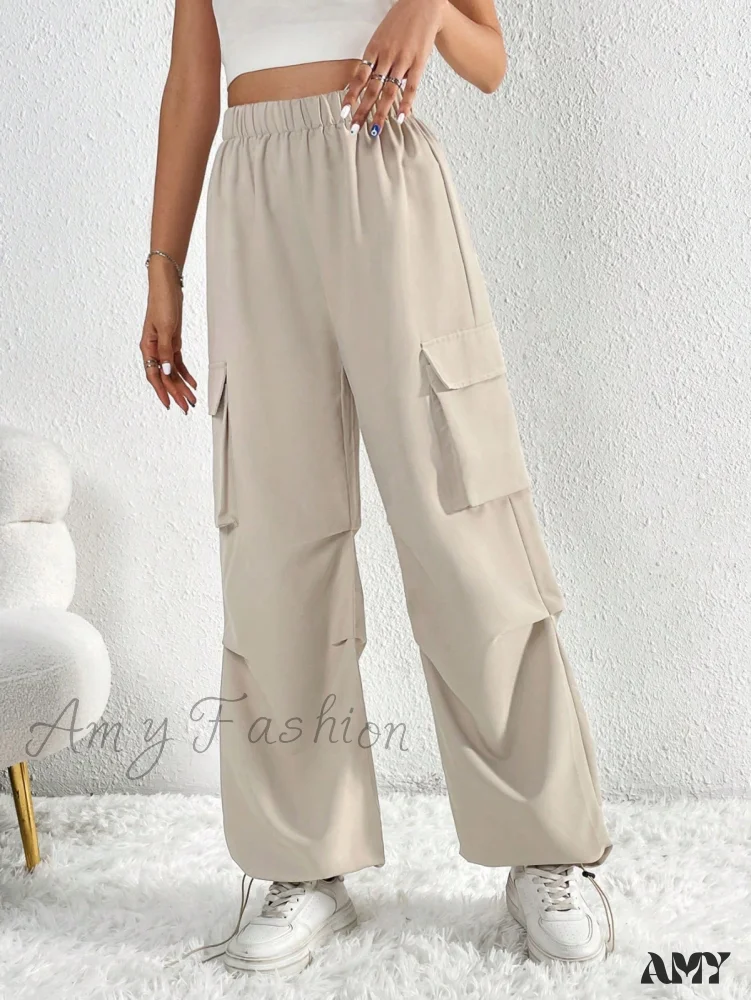 Amy Fashion - Flap Pocket Side Cargo Pants - Image 3