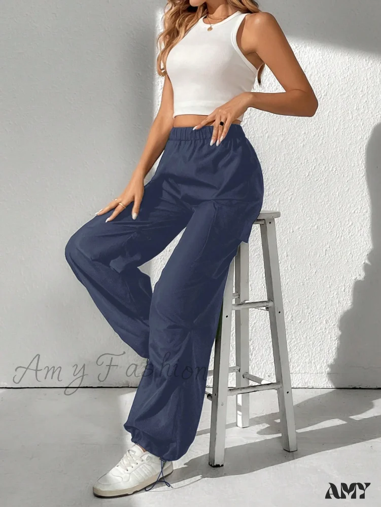 Amy Fashion - Flap Pocket Side Cargo Pants - Image 9