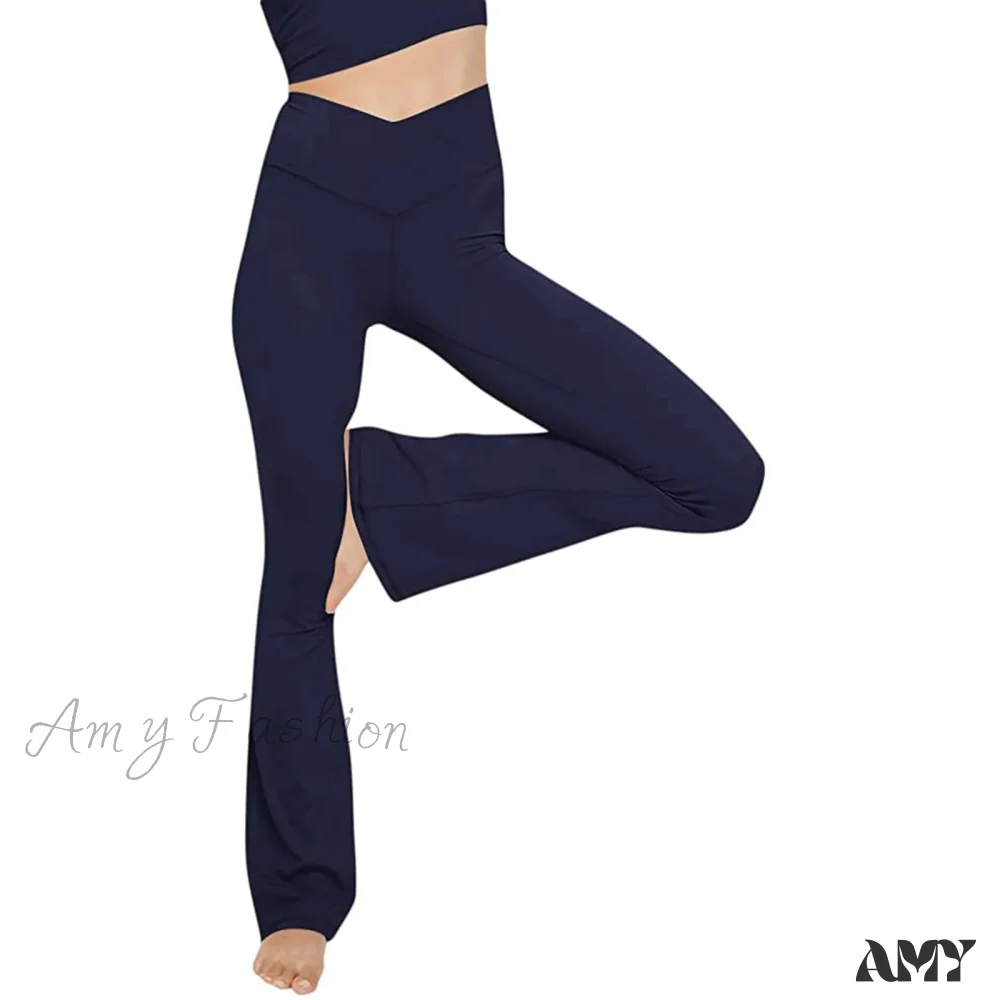 Flare High Waist Wide Leg Yoga Pants Seamless Fitness Workout Tights Casual Slimming Leggings - Image 2