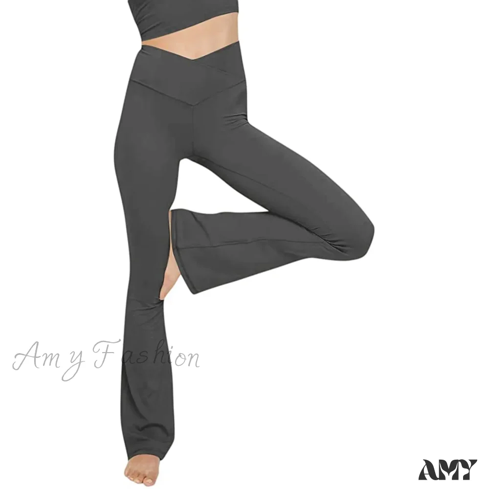 Flare High Waist Wide Leg Yoga Pants Seamless Fitness Workout Tights Casual Slimming Leggings - Image 8