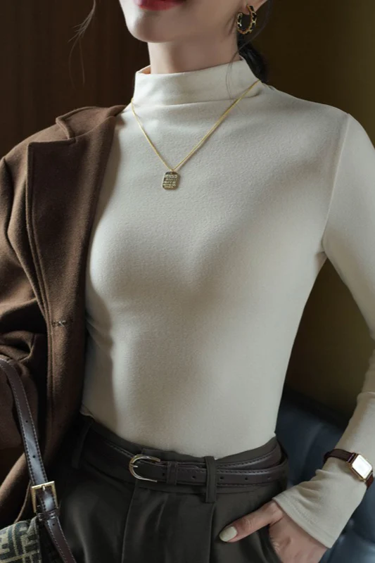 Fleece Mock Neck Slim Solid Base Layer