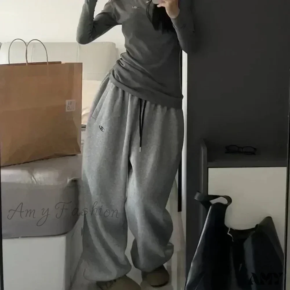Fleece Sweat Oversized Harajuku Thick Wide Leg Pants - Image 4