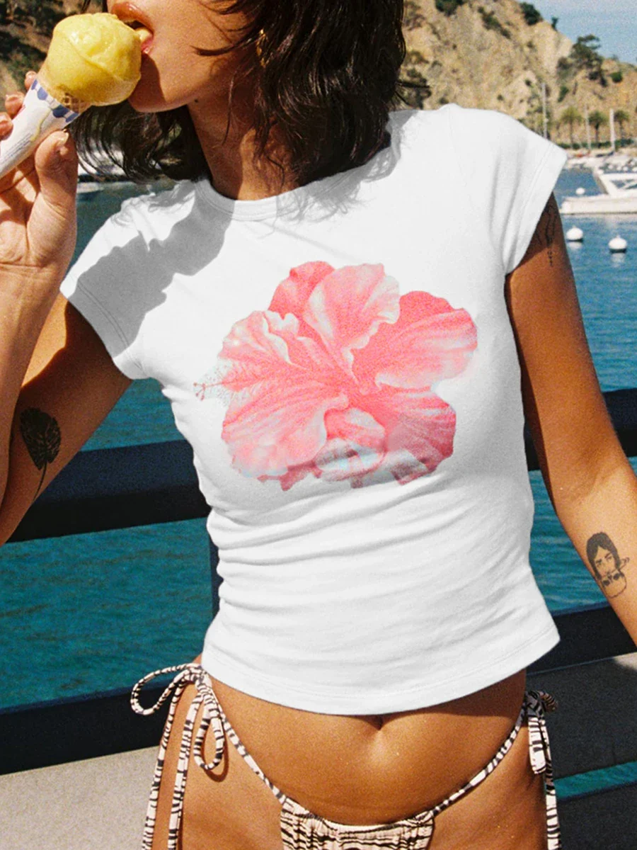 Floral Cap Sleeve Crop Baby T-shirt - Image 5