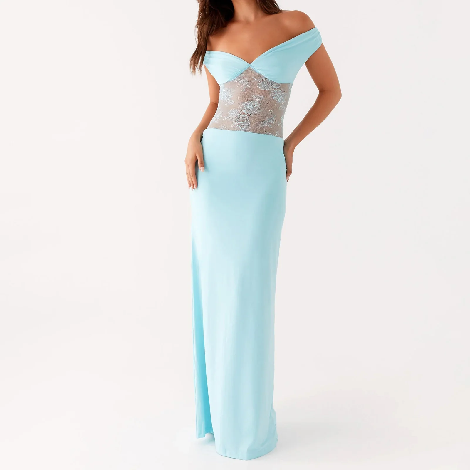Floral Lace Patchwork Off Bodycon Dress