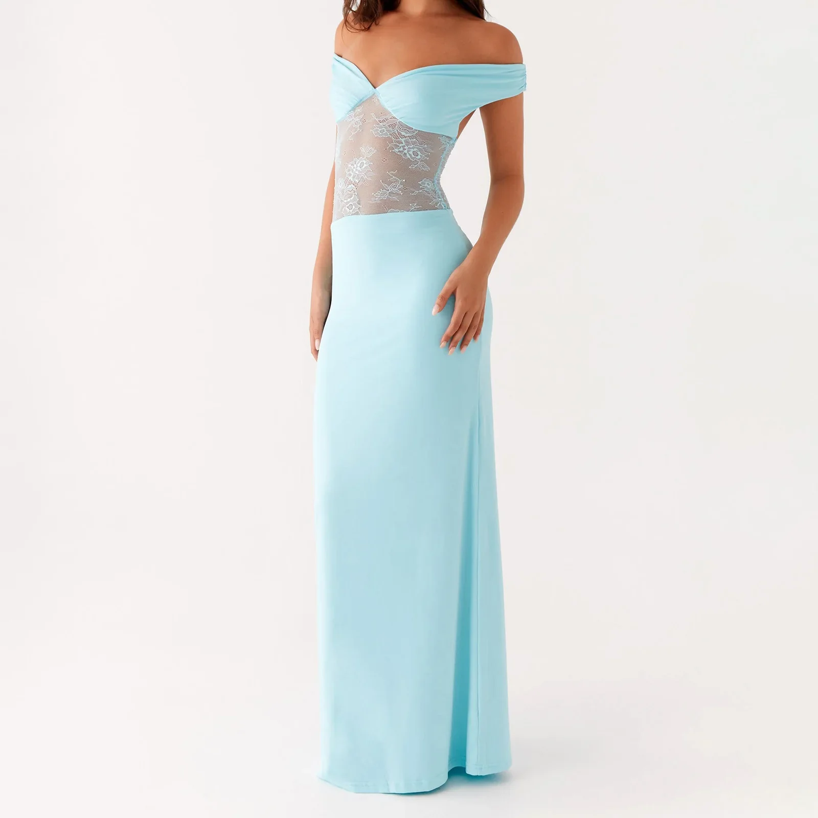 Floral Lace Patchwork Off Bodycon Dress - Image 2