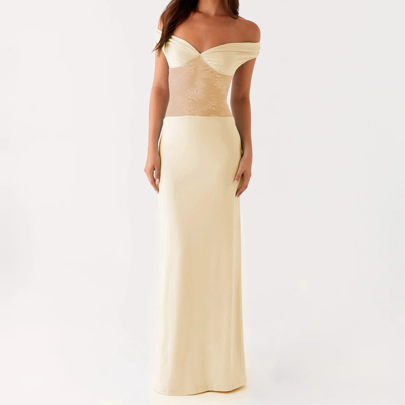 Floral Lace Patchwork Off Bodycon Dress - Image 3