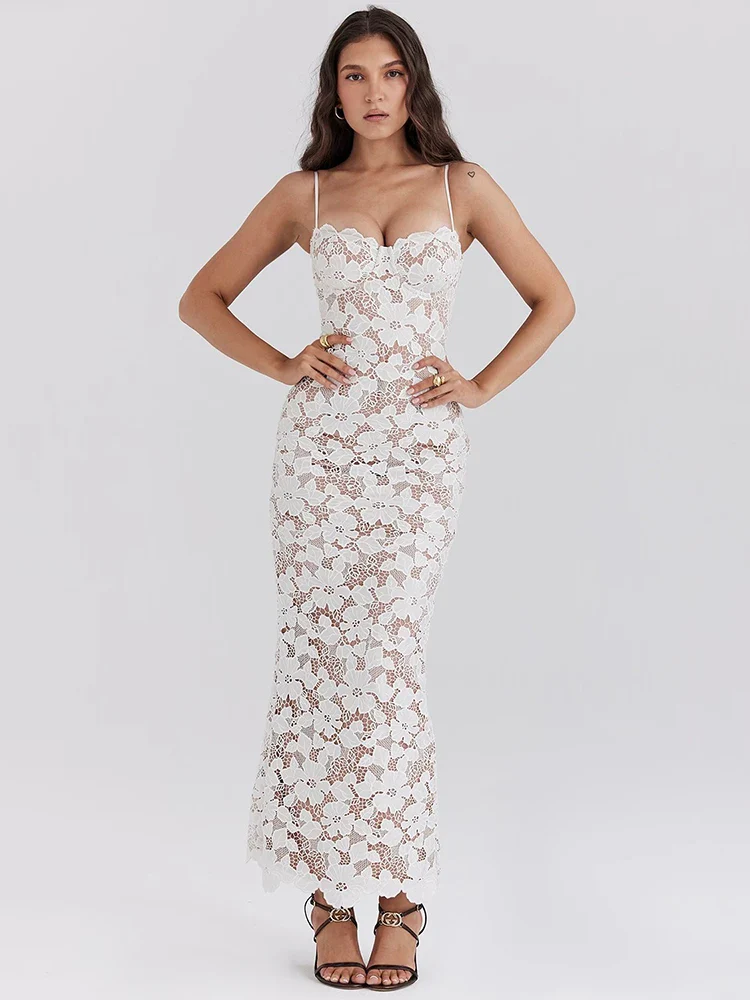 Floral Lace-up Sleeveless Bodycon Dress