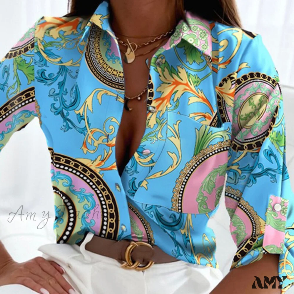 Amy Fashion - Floral Printing Single Button New Shirt - Image 15