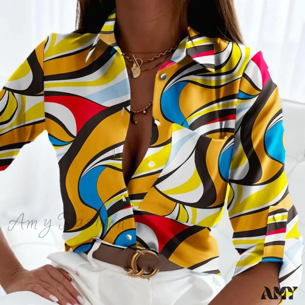 Amy Fashion - Floral Printing Single Button New Shirt - Image 18