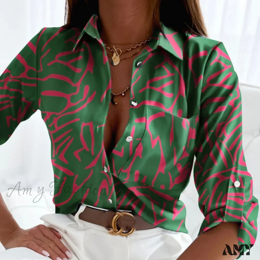 Amy Fashion - Floral Printing Single Button New Shirt - Image 19