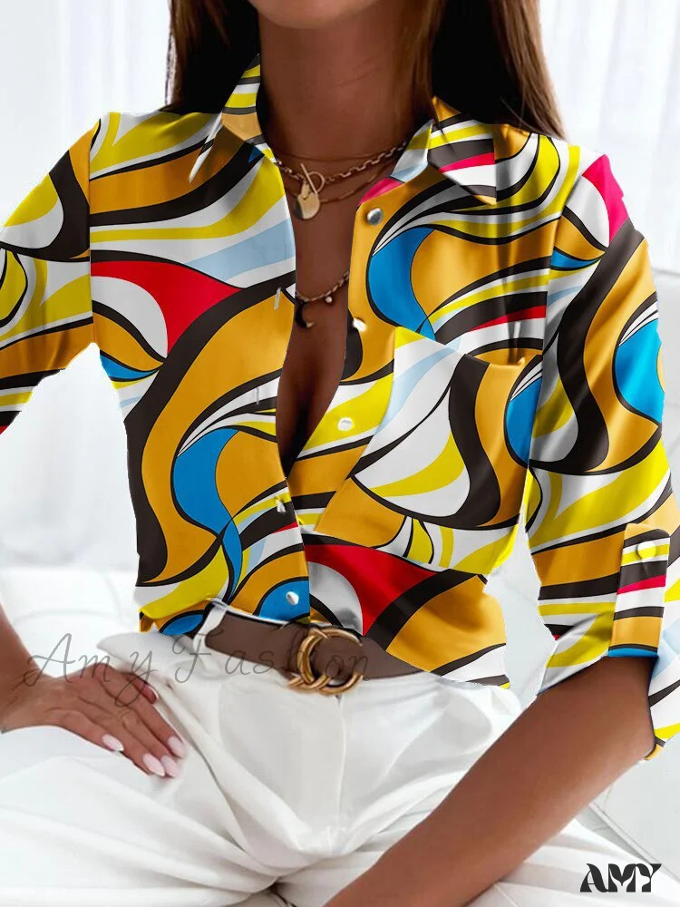 Amy Fashion - Floral Printing Single Button New Shirt - Image 4