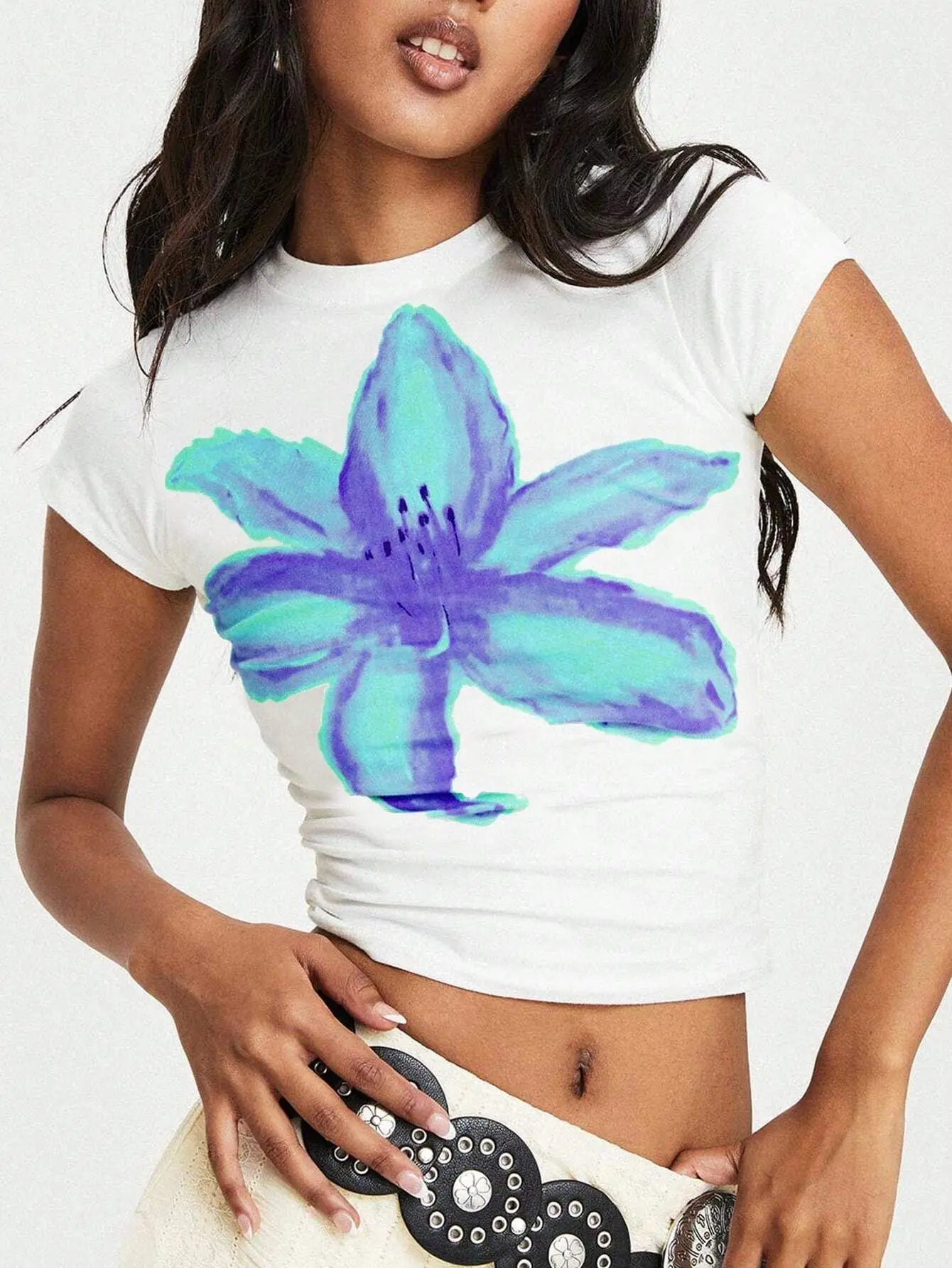 Floral Slim Fit Casual Street T-shirt - Image 2
