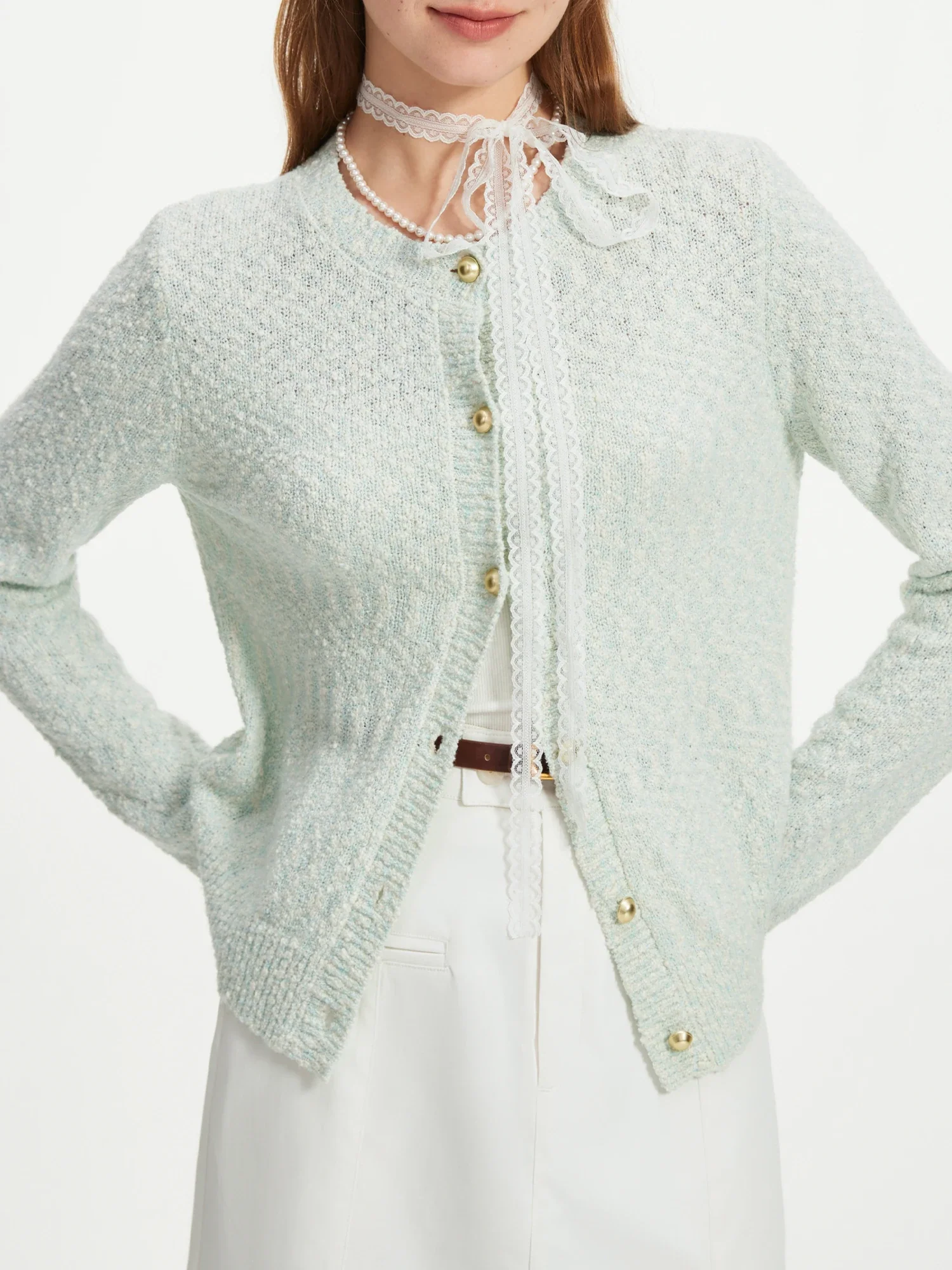 Floral Yarn French Long Sleeve Cardigan - Image 2