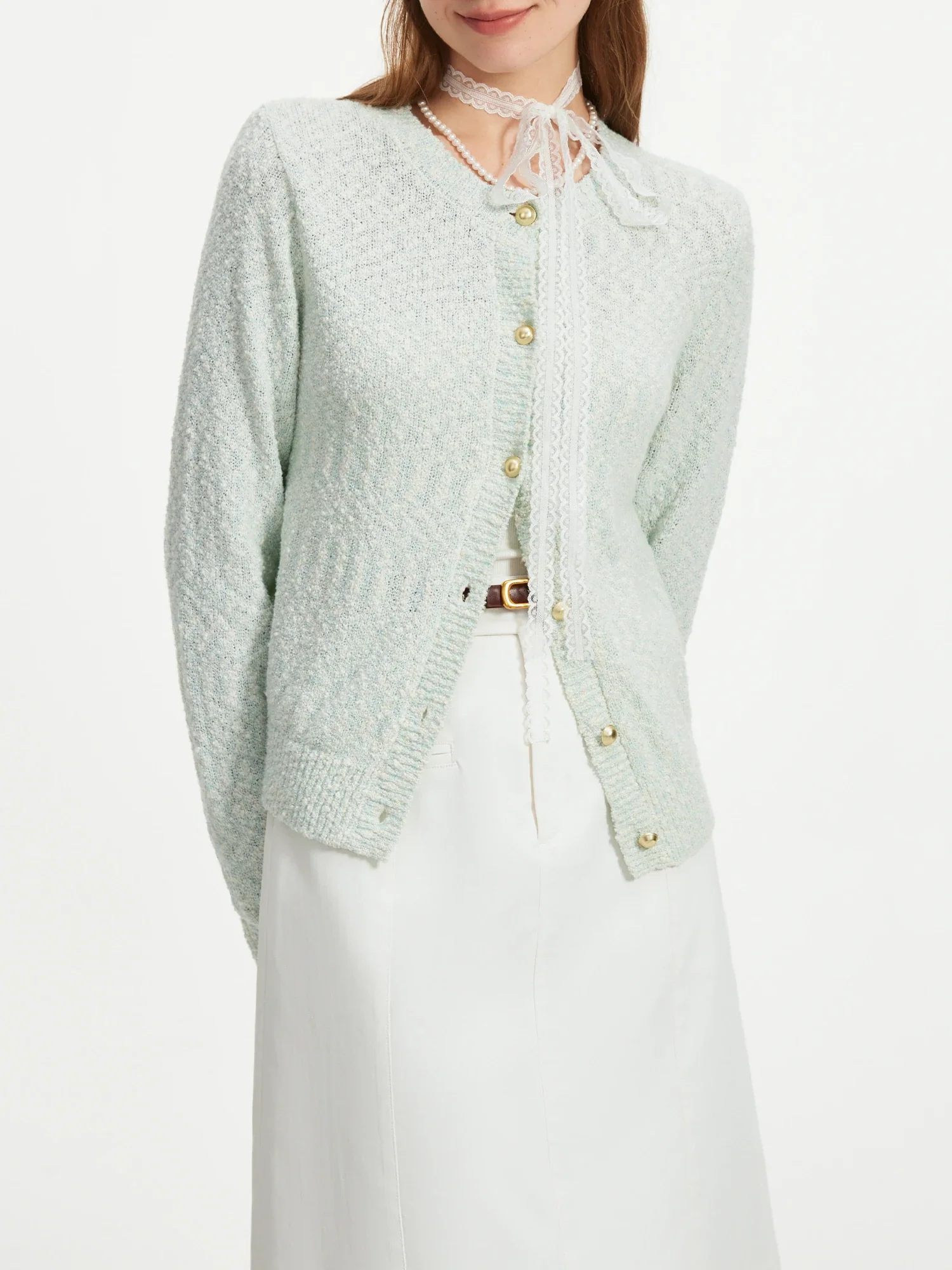 Floral Yarn French Long Sleeve Cardigan - Image 3